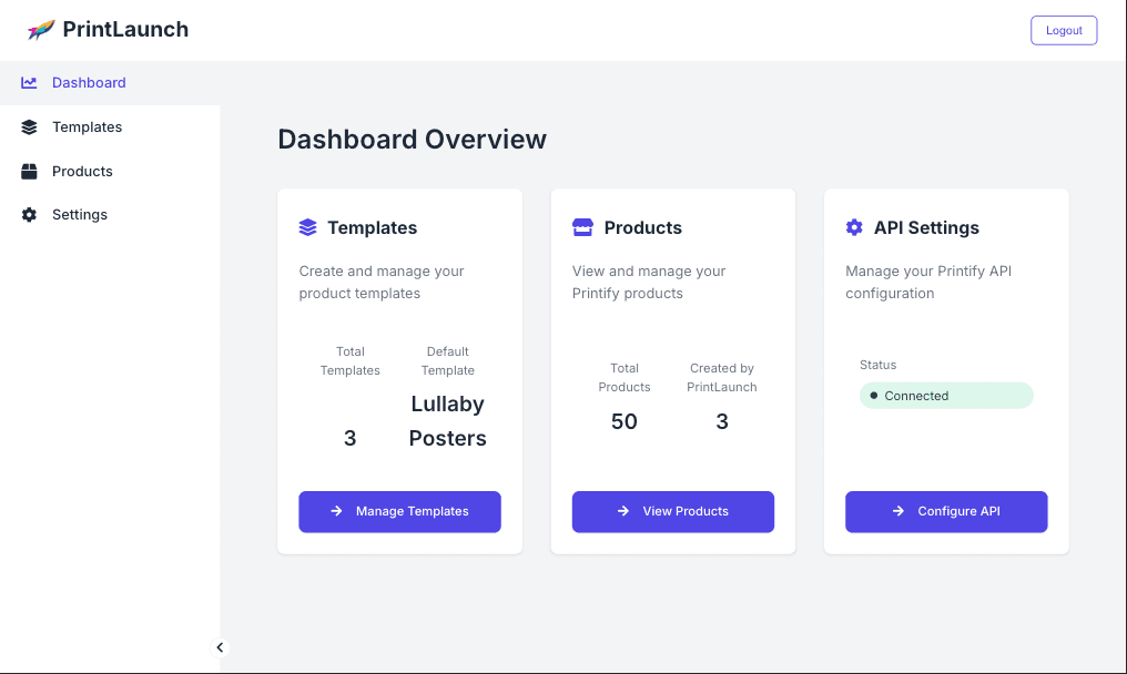 PrintLaunch Dashboard