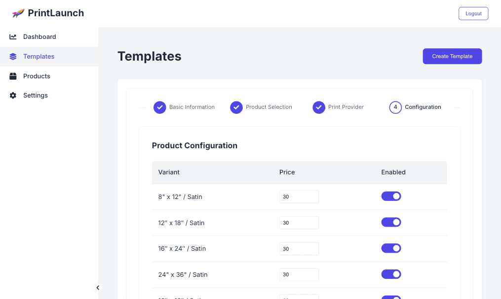 PrintLaunch Advanced Configuration
